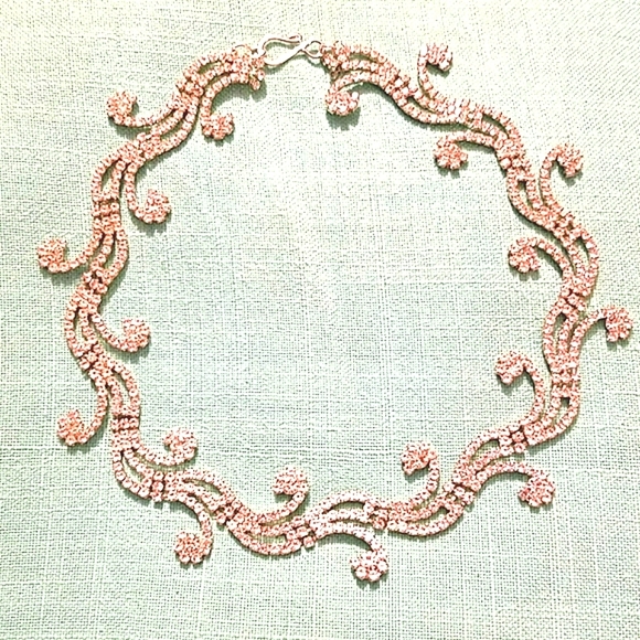 Necklace choker rhinestone Crystal silver plate n - Picture 1 of 2